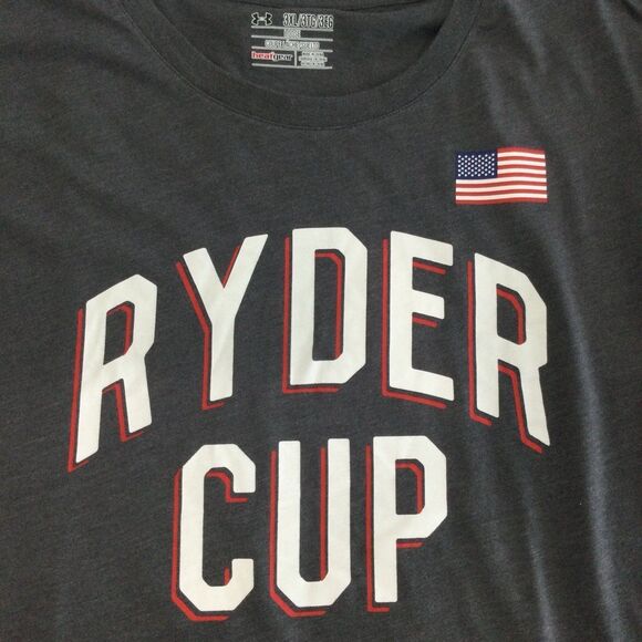 Under Armour T-Shirt Men's Size 3XL Gray Ryder Cup 2016 USA Heat Gear Vintage - Picture 3 of 10